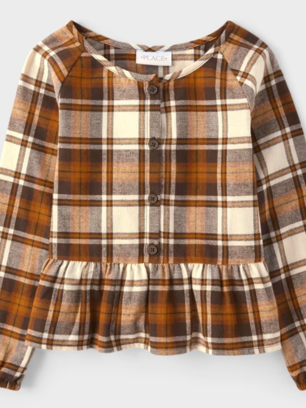 Children’s Place Plaid Flannel Peplum Blouse Sz 16